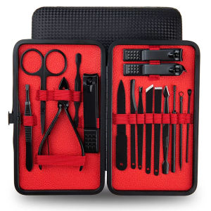 Black & Red 18 Piece Manicure Nail Set