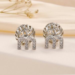 Hollow Ball + Rhinestone “M” Dual‑Style Earrings