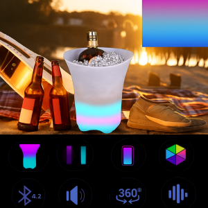 5LT LED Rechargeable Colour-Changing Ice Bucket