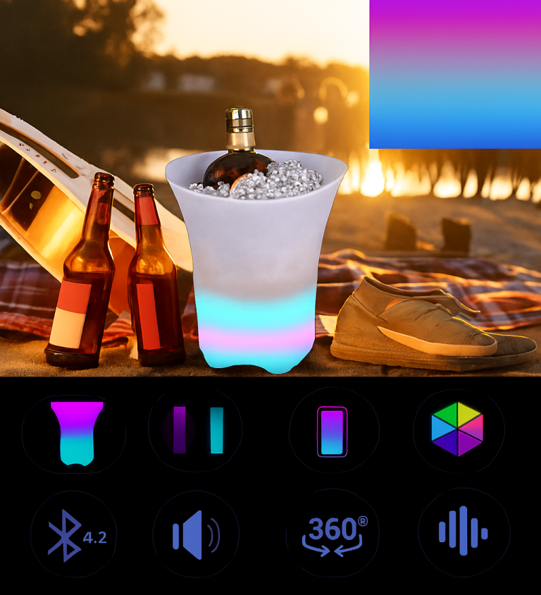 5LT LED Rechargeable Colour-Changing Ice Bucket