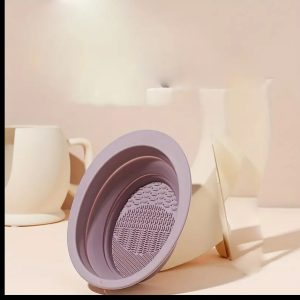 Purple Foldable Silicone Makeup Cleaning Brush Scrubber Bowl