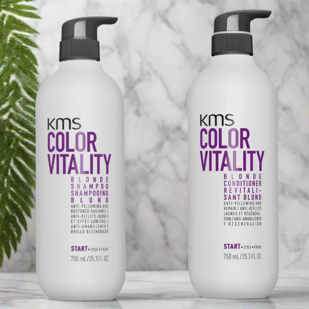 KMS Colour Vitality Blonde Silver Shampoo & Conditioner (750ml) Combo Set