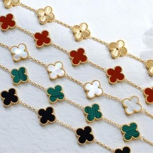White 4 Leaf Clover Bracelet - Rose Gold - Double Sided
