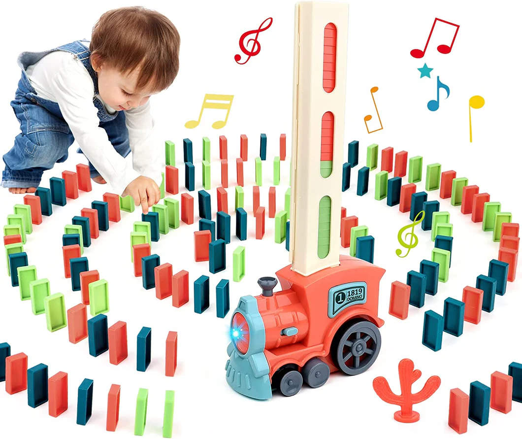 Automatic Domino Laying Electric Train Toy Set With 60PCS
