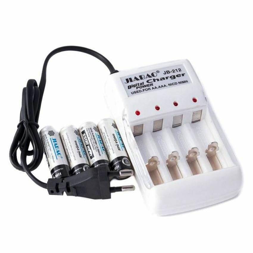 JIABAO Battery Charger AA/AAA + Battery Pack – 4 Pieces Size 2A (Model 212)